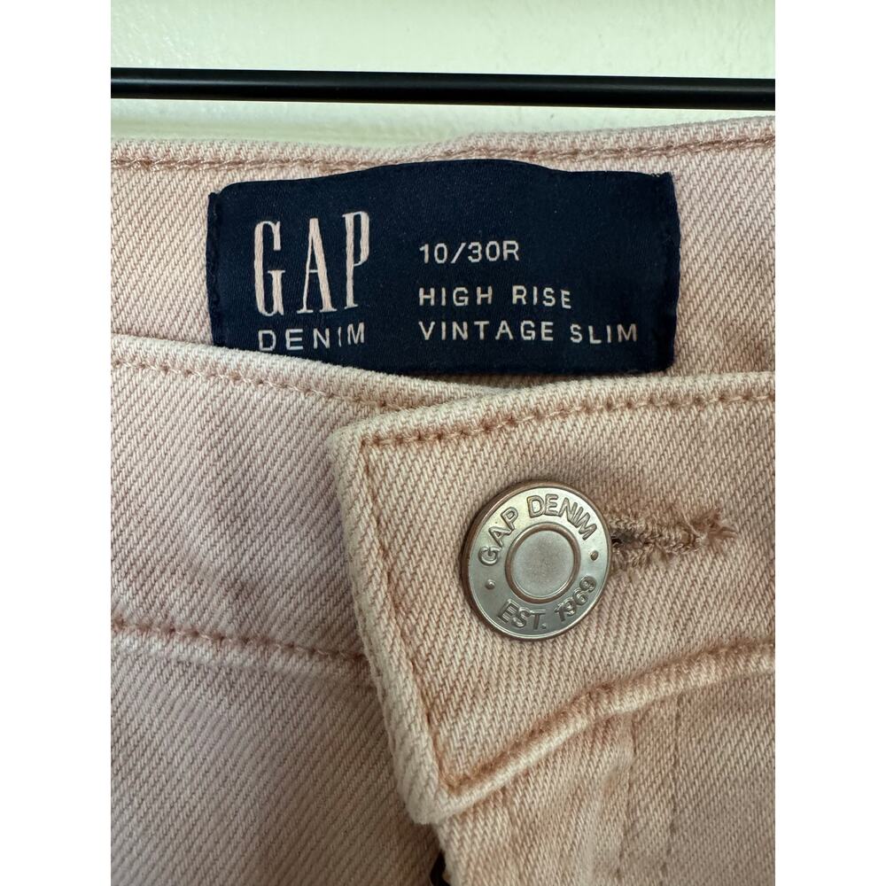 GAP High Rise Vintage Slim Jeans Soft Pink 10/30R Dusty Blush Straight Denim - Picture 2 of 12